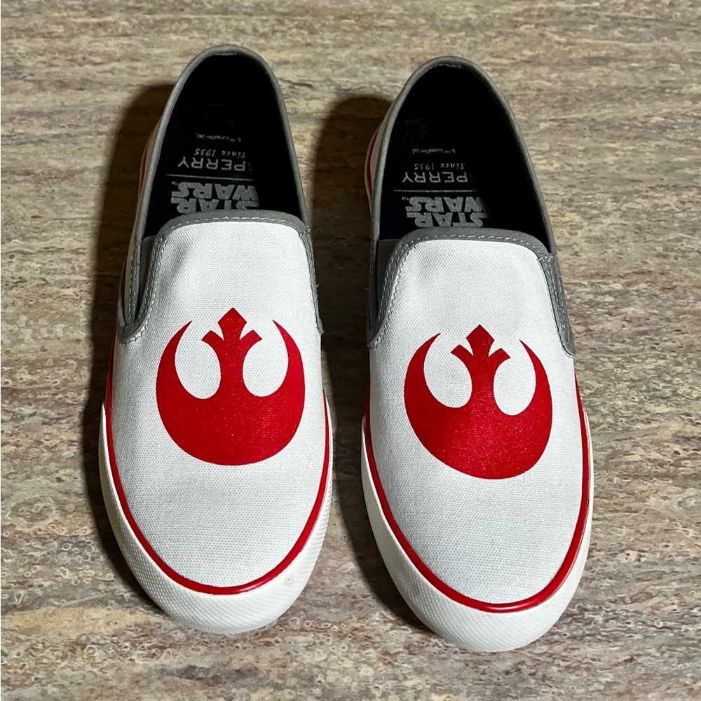 Star Wars X Sperry Rebel Alliance White and Red Slip-On Sneakers